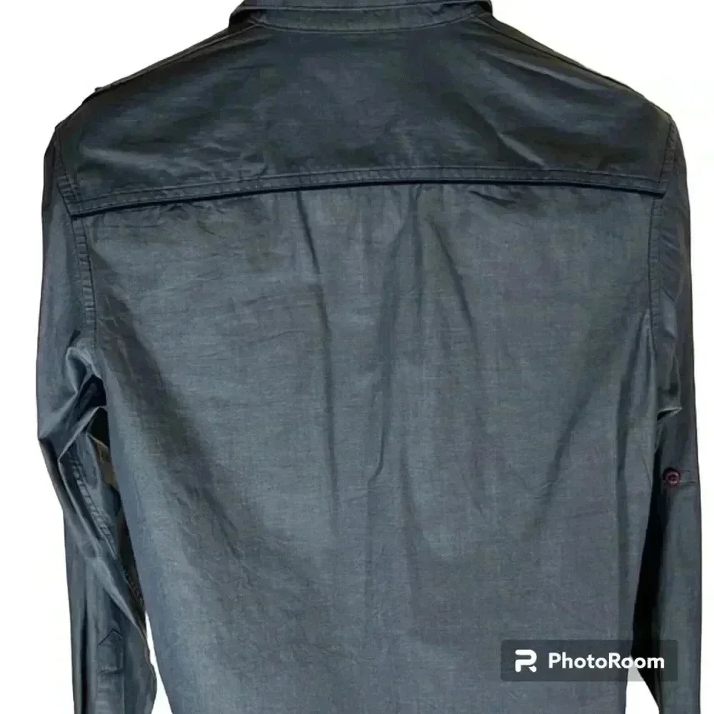 I.N.C men's long sleeve gray sports cotton shirt size small - Picture 2 of 7